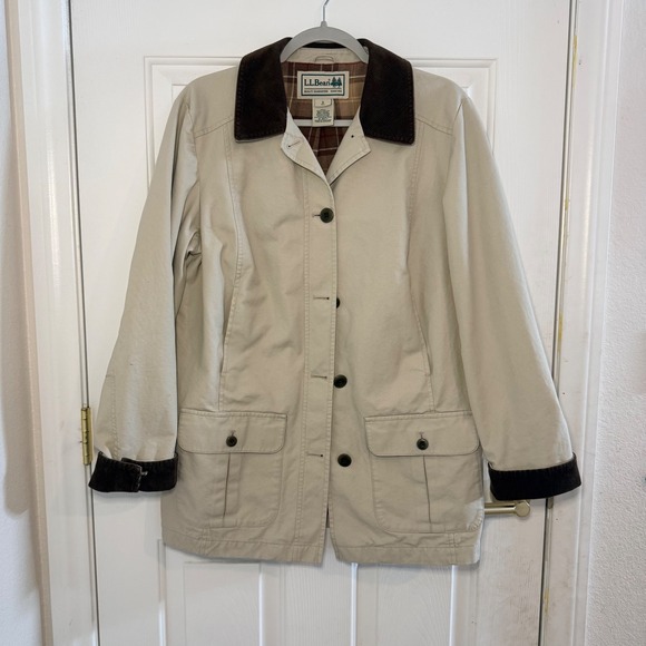 L.L. Bean Jackets & Blazers - LL Bean Women's Adirondack Barn Coat Tan Canvas Flannel Lined 0 JXT7 Small Reg